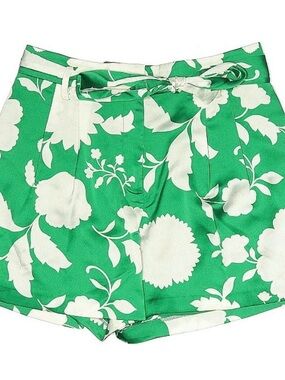 Ann Taylor Green and White Floral Tie-Waist Shorts